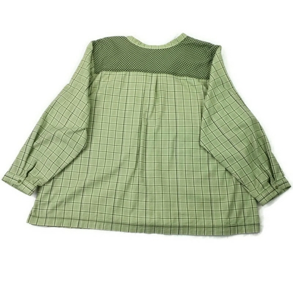 Denim & Co Green Multiprint Long Sleeve Button Front Blouse Womens Plus 3X - Picture 11 of 11